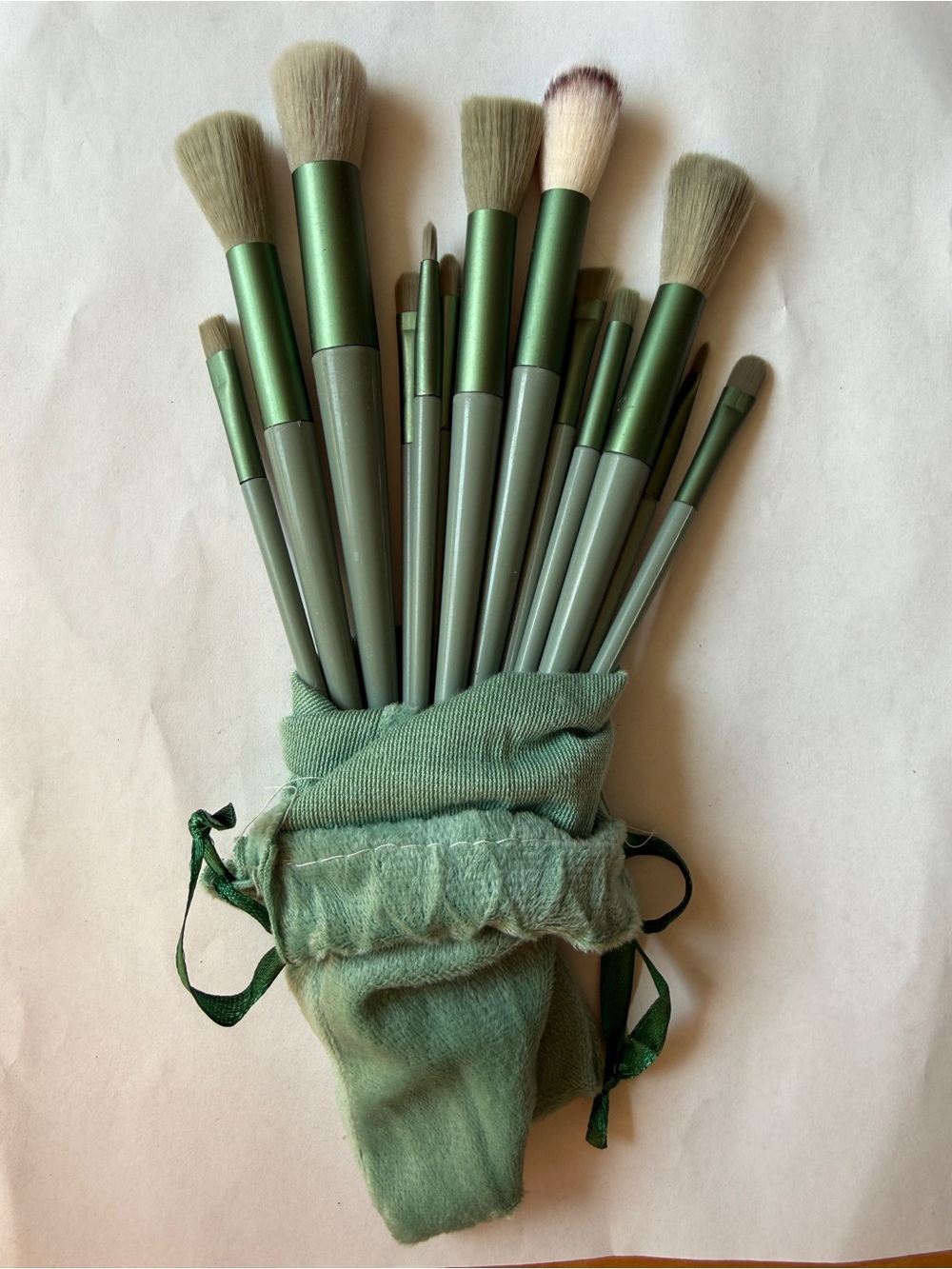 Green Makeup Brush Sets with Pouch -